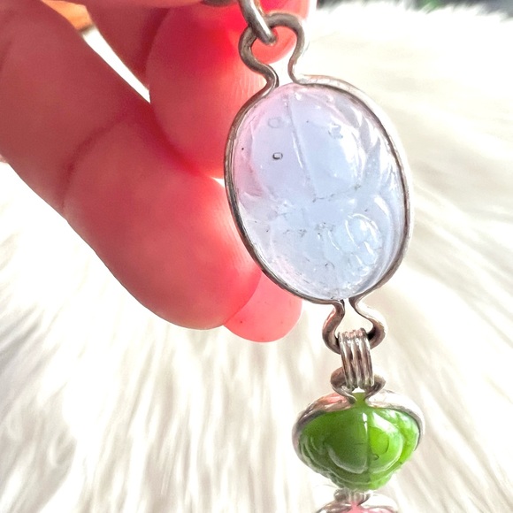 Vintage Scarab Egyptian themed beetle Sterling Silver bracelet - Picture 9 of 14